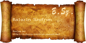 Balozin Szofron névjegykártya